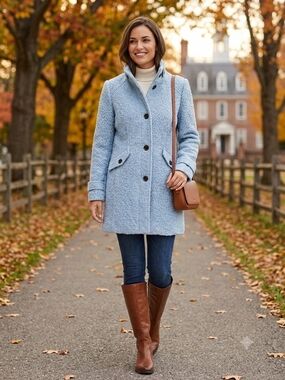 ​NWT Below Zero by Rothschild Light Blue Boucle Faux Wool Jacket Coat Size M